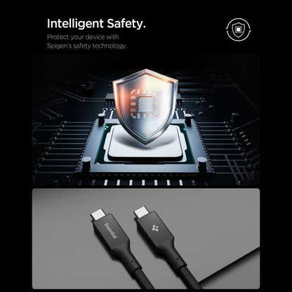 USB-C - USB-C Data- ja latauskaapeli Spigen EB24015CC, 240W, 1.5m, Musta ACA10423