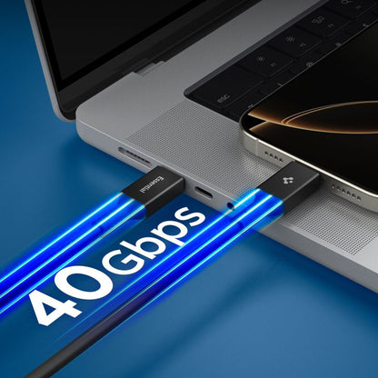 USB-C - USB-C Data- ja latauskaapeli Spigen EB24015CC, 240W, 1.5m, Musta ACA10423