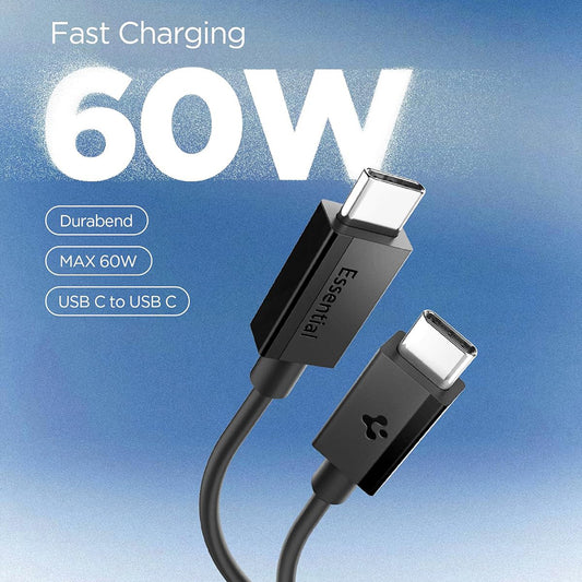 USB-C-tietojen ja latauskaapeli - USB-C Spigen EB6015CC, 60W, 1,5m, Musta ACA10417