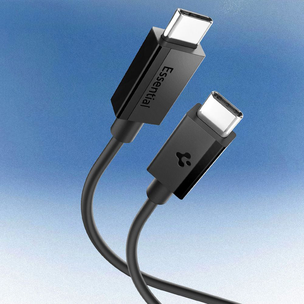 USB-C - USB-C Spigen Essential -data- ja latauskaapeli, 60W, 2m, Musta