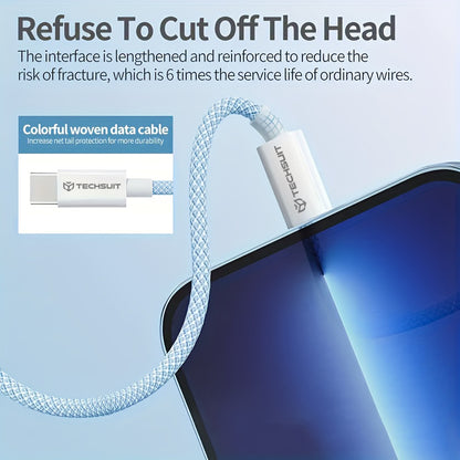USB-C - USB-C Techsuit PCB114D Data- ja Latauskaapeli, 60W, 1m, Keltainen