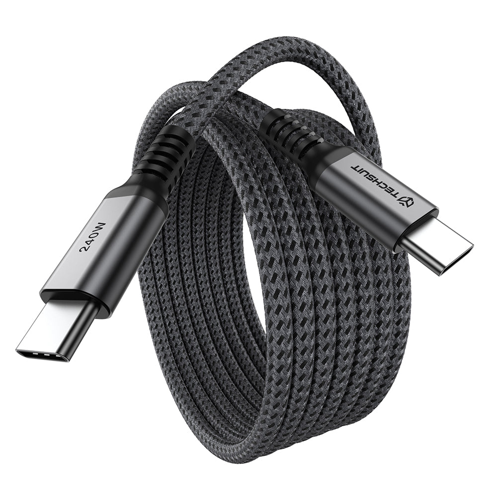 USB-C-tietojen ja latauksen kaapeli - USB-C Techsuit TitanSync Pro CX2, 240W, 2m, Harmaa