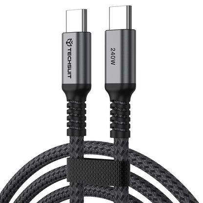USB-C-tietojen ja latauksen kaapeli - USB-C Techsuit TitanSync Pro CX2, 240W, 2m, Harmaa