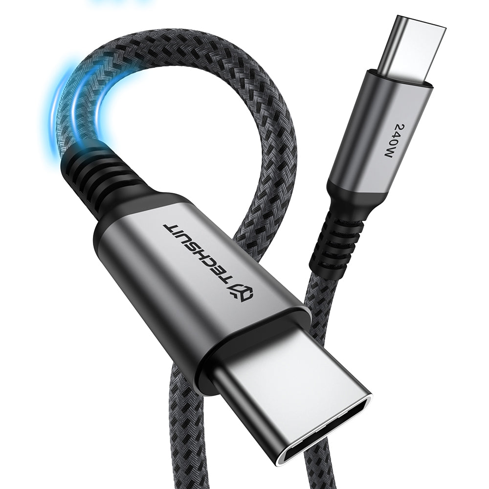 USB-C-tietojen ja latauksen kaapeli - USB-C Techsuit TitanSync Pro CX2, 240W, 2m, Harmaa