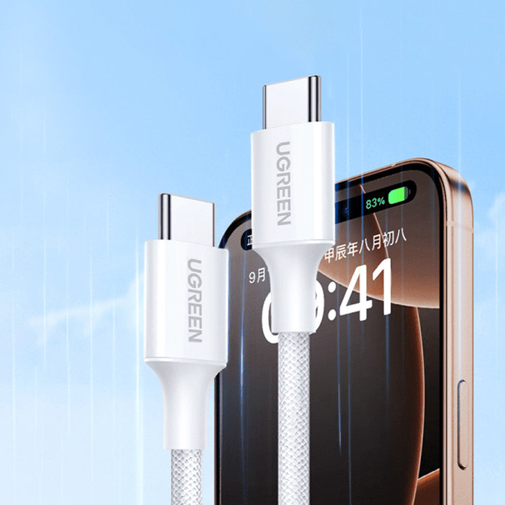 USB-C - USB-C UGREEN L501 -data- ja latauskaapeli, 60W, 2m, Harmaa