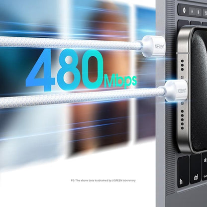USB-C - USB-C UGREEN L502 -data- ja latauskaapeli, 100W, 1m, Harmaa