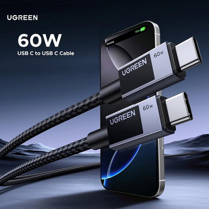 USB-C - USB-C UGREEN L524 -data- ja latauskaapeli, 60W, 1m, Harmaa