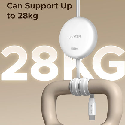 USB-C - USB-C UGREEN L531 Data- ja Latauskaapeli, 100W, 1m, Valkoinen