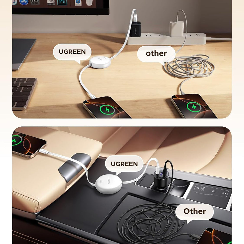 USB-C - USB-C UGREEN L531 Data- ja Latauskaapeli, 100W, 1m, Valkoinen