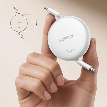 USB-C - USB-C UGREEN L531 Data- ja Latauskaapeli, 100W, 1m, Valkoinen