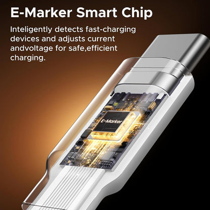 USB-C - USB-C UGREEN L531 Data- ja Latauskaapeli, 100W, 1m, Valkoinen