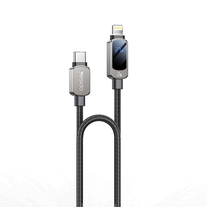 USB-C - USB-C Yesido CA180 Display -data- ja latauskaapeli, 27W, 1.2m, Musta