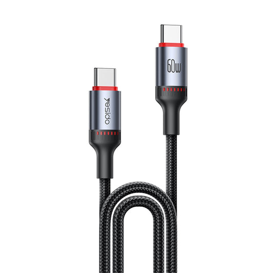 USB-C - USB-C Yesido CA181 -data- ja latauskaapeli, 60W, 1.2m, Musta