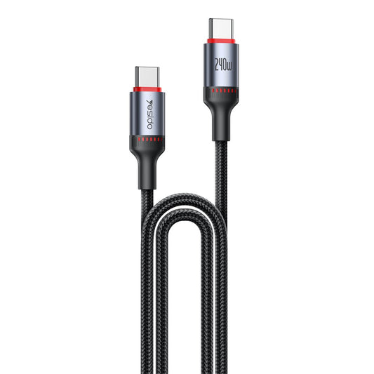 USB-C - USB-C Yesido CA185 -data- ja latauskaapeli, 240W, 1.2m, Musta