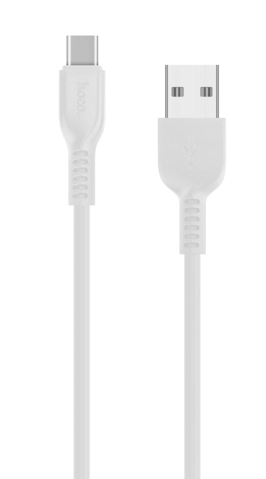 USB-A - USB-C HOCO Flash X20 Data- ja Latauskaapeli, 18W, 2m, Valkoinen