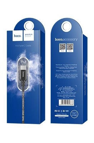 USB-A - USB-C Tietojen ja Latauksen Kaapeli HOCO X14 Times, 18W, 2m, Musta