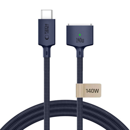 Tech-Protect MMC01 Ultraboost -latauskaapeli, USB-C - MagSafe 3, 140W, 3m, Laivastonsininen