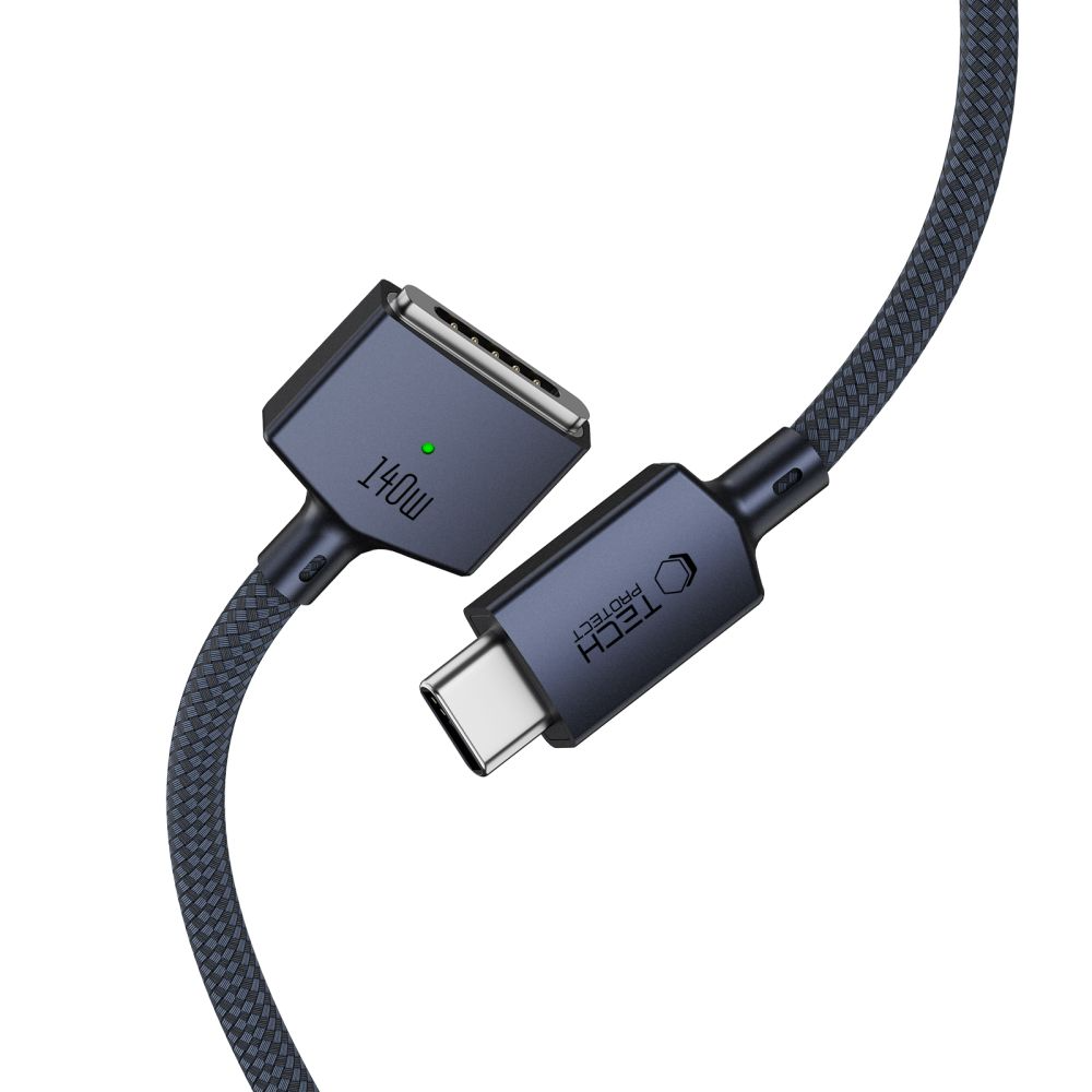 Tech-Protect MMC01 Ultraboost -latauskaapeli, USB-C - MagSafe 3, 140W, 2m, Laivastonsininen