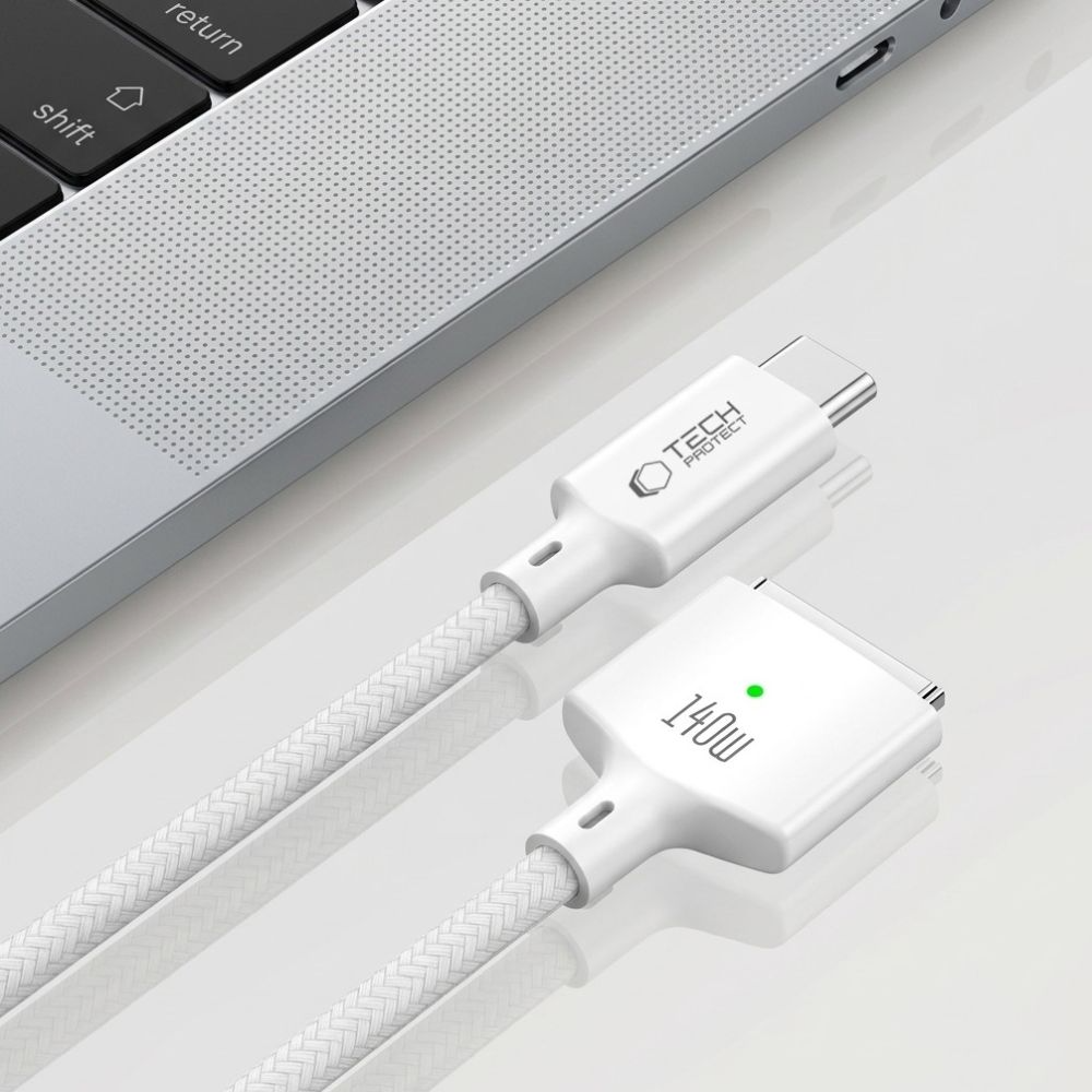 Tech-Protect MMC01 Ultraboost -latauskaapeli, USB-C - MagSafe 3, 140W, 2m, valkoinen