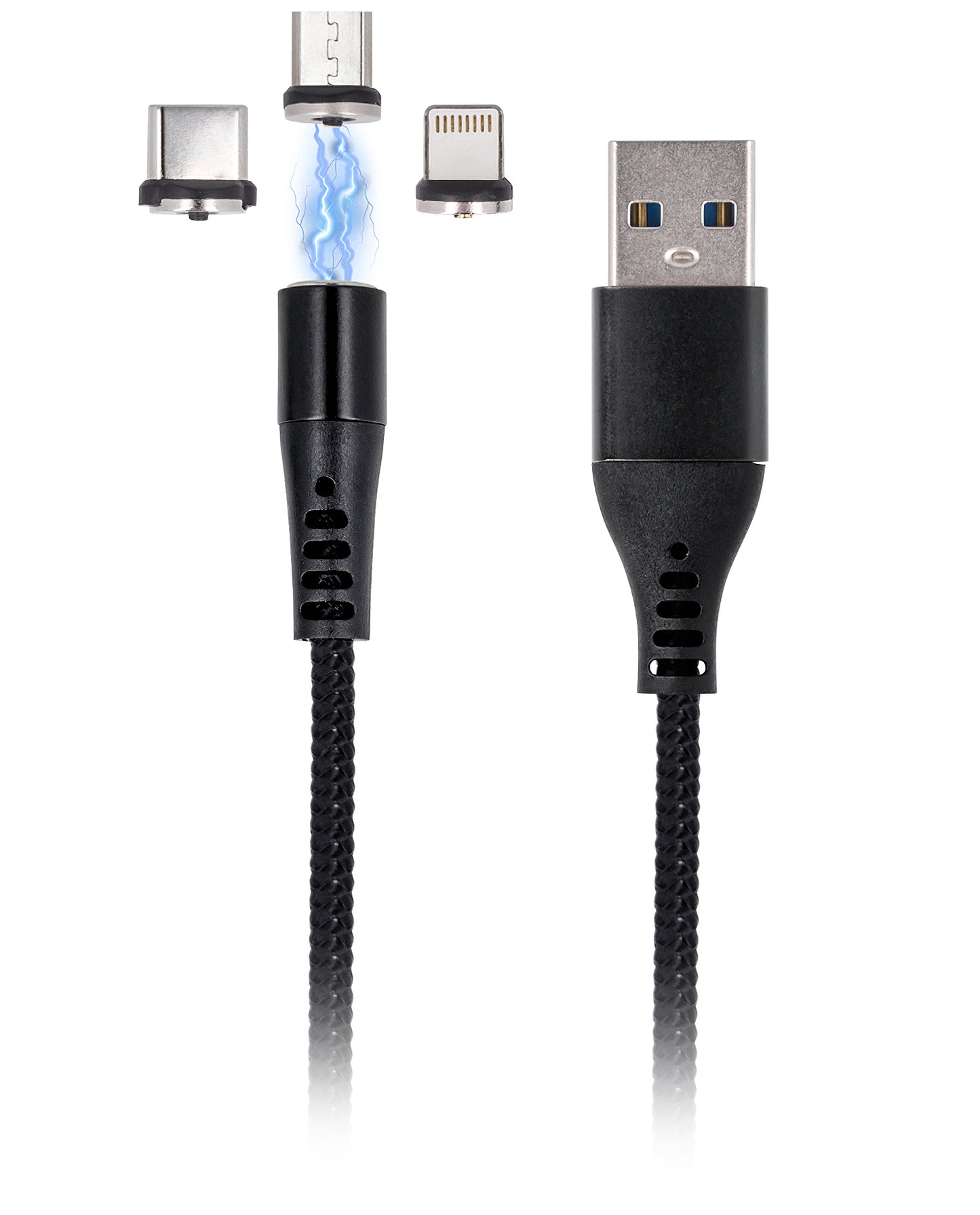 USB-A - Lightning / microUSB / USB-C MaXlife MXUC-02-2 3in1 tiedonsiirto- ja latauskaapeli, 18W, 1m, Musta