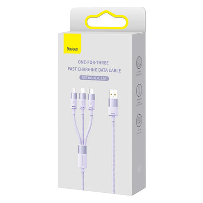 USB-A - Lightning / microUSB / USB-C Baseus StarSpeed 3in1 -latauskaapeli, 20W, 1.2m, Violetti CAXS000005