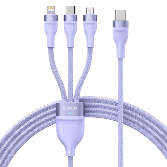 USB-A - Lightning / microUSB / USB-C Baseus Flash Series II 3in1 -latauskaapeli, 100W, 1.2m, Violetti CASS030005