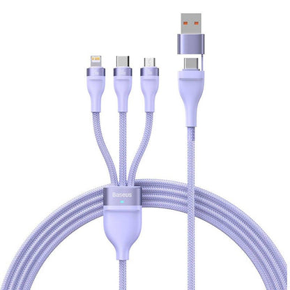 USB-A / USB-C - Lightning / microUSB / USB-C Baseus Flash Series II 3in1 -latauskaapeli, 100W, 1.2m, Violetti CASS030105