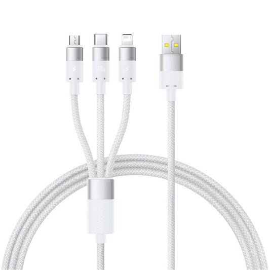 USB-A - Lightning / microUSB / USB-C Baseus StarSpeed latauskaapeli, 100W, 1.5m, Valkoinen P10319900211-00
