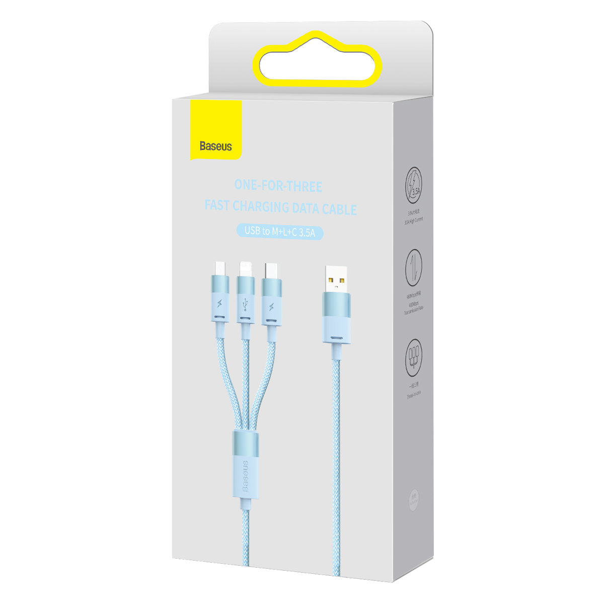USB-A - Lightning / microUSB / USB-C Baseus StarSpeed 3in1 -latauskaapeli, 20W, 1.2m, Sininen CAXS000017