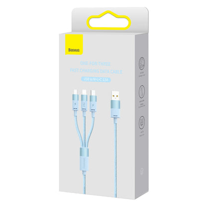 USB-A - Lightning / microUSB / USB-C Baseus StarSpeed 3in1 -latauskaapeli, 20W, 1.2m, Sininen CAXS000017