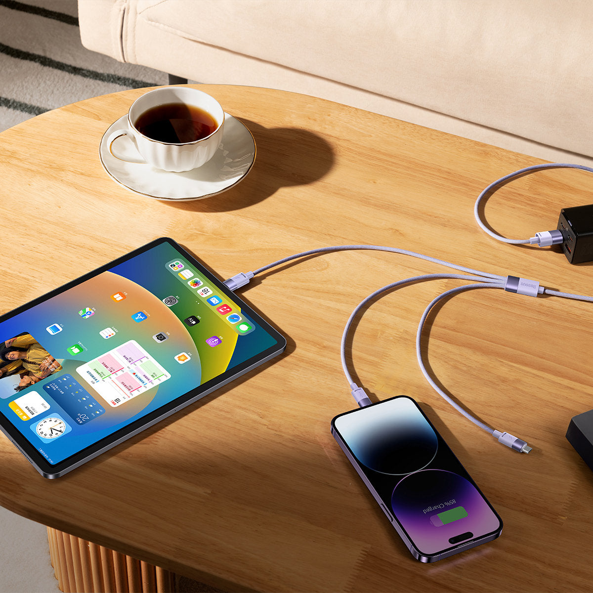 USB-A - Lightning / microUSB / USB-C Baseus StarSpeed 3in1 -latauskaapeli, 20W, 1.2m, Violetti CAXS000005