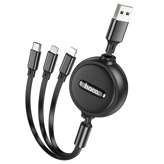 USB-A - Lightning / microUSB / USB-C HOCO X75 3in1 -latauskaapeli, 18W, 1m, Musta
