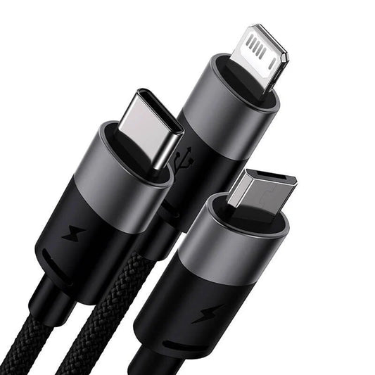 USB-A - Lightning / microUSB / USB-C Baseus StarSpeed 3in1 -latauskaapeli, 20W, 0.6m, Musta P10319900111-00