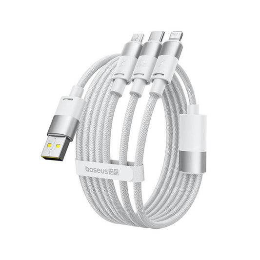 USB-A - Lightning / microUSB / USB-C Baseus StarSpeed latauskaapeli, 100W, 1.5m, Valkoinen P10319900211-00