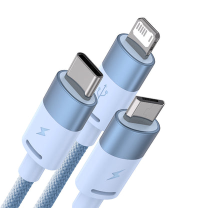 USB-A - Lightning / microUSB / USB-C Baseus StarSpeed 3in1 -latauskaapeli, 20W, 1.2m, Sininen CAXS000017