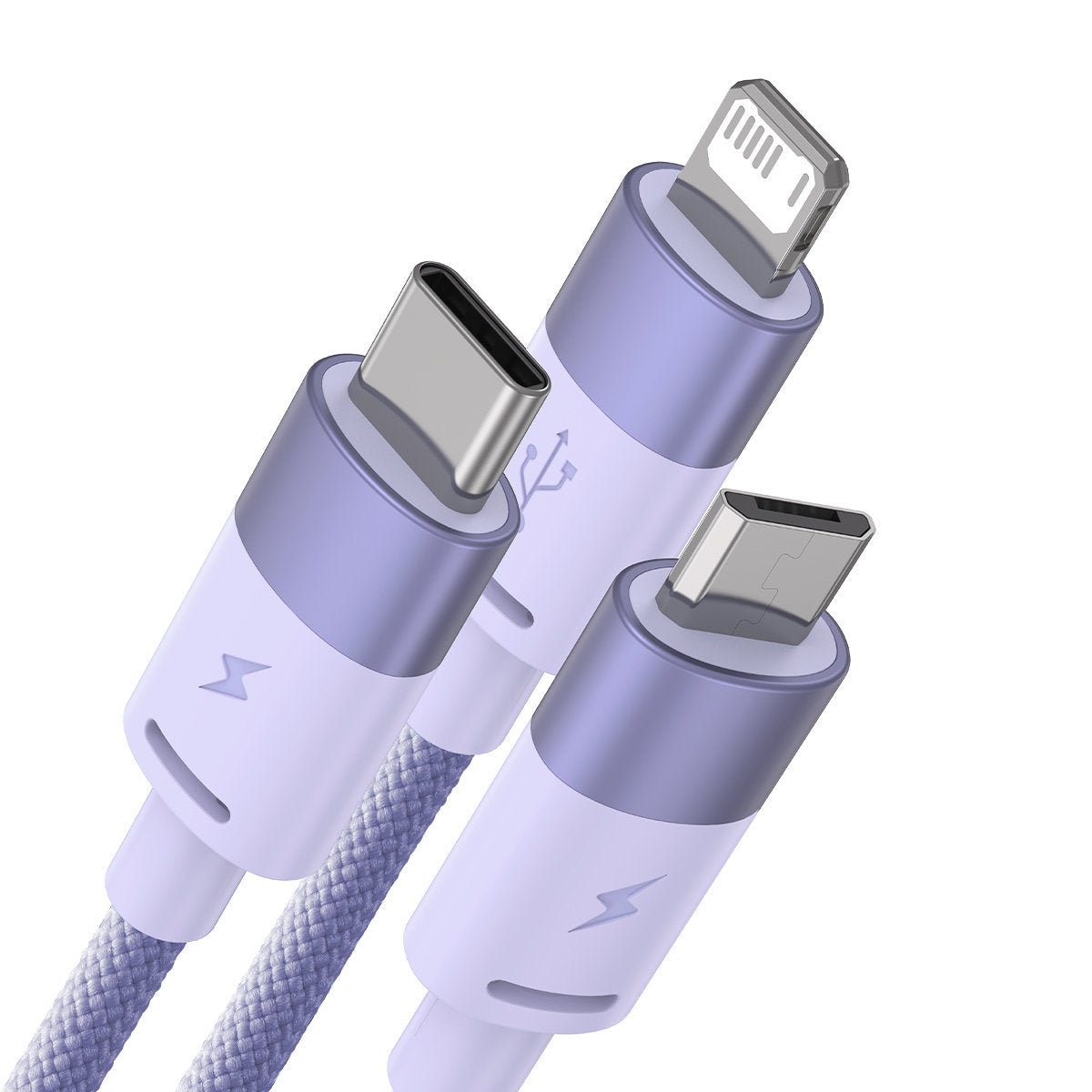 USB-A - Lightning / microUSB / USB-C Baseus StarSpeed 3in1 -latauskaapeli, 20W, 1.2m, Violetti CAXS000005