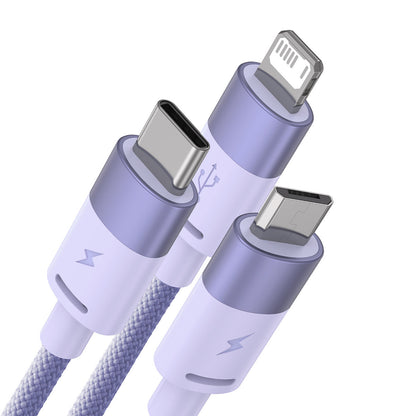 USB-A - Lightning / microUSB / USB-C Baseus StarSpeed 3in1 -latauskaapeli, 20W, 1.2m, Violetti CAXS000005