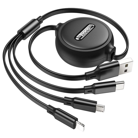 USB-A - Lightning / microUSB / USB-C HOCO X75 3in1 -latauskaapeli, 18W, 1m, Musta