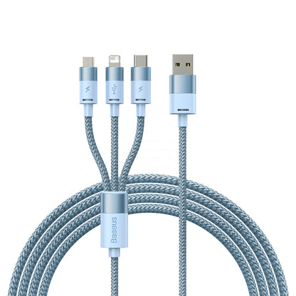 USB-A - Lightning / microUSB / USB-C Baseus StarSpeed 3in1 -latauskaapeli, 20W, 1.2m, Sininen CAXS000017