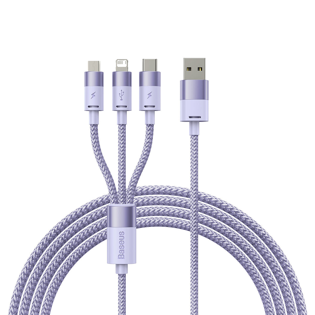 USB-A - Lightning / microUSB / USB-C Baseus StarSpeed 3in1 -latauskaapeli, 20W, 1.2m, Violetti CAXS000005