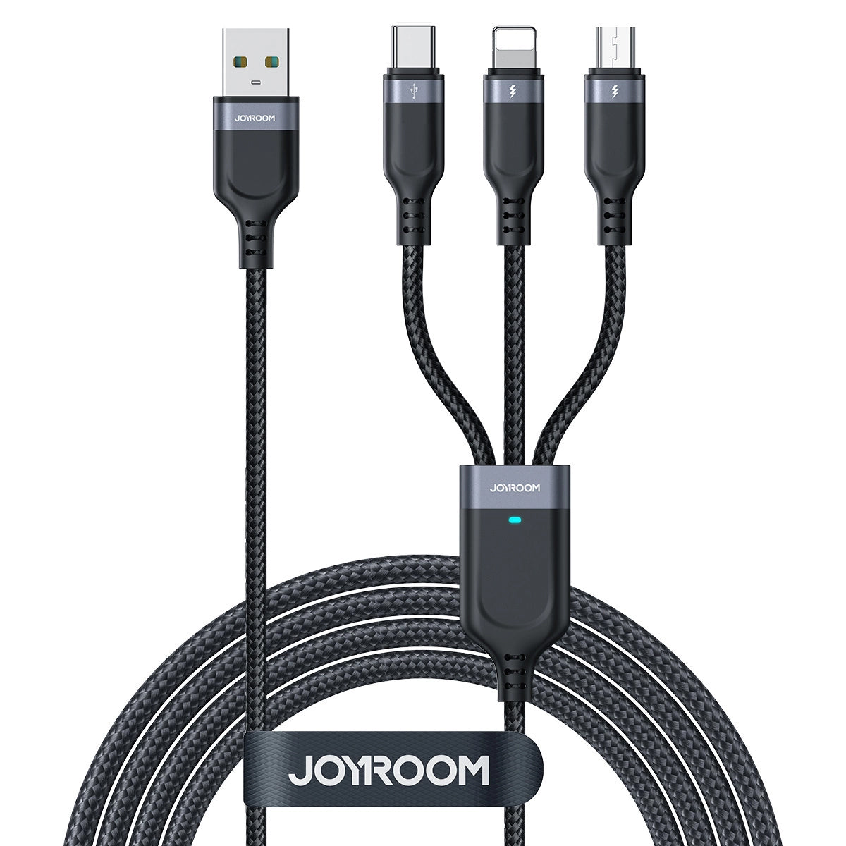 USB-A Charging Cable - Lightning / microUSB / USB-C Joyroom S-A18 3in1, 20W, 0.3m, Black