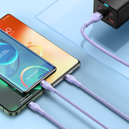 USB-A - Lightning / microUSB / USB-C Baseus Flash Series II 3in1 -latauskaapeli, 66W, 1.2m, Violetti CASS040005