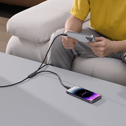USB-A - Lightning / microUSB / USB-C Baseus Silky 3in1 -latauskaapeli, 100W, 1.5m, Musta P10377705123-00