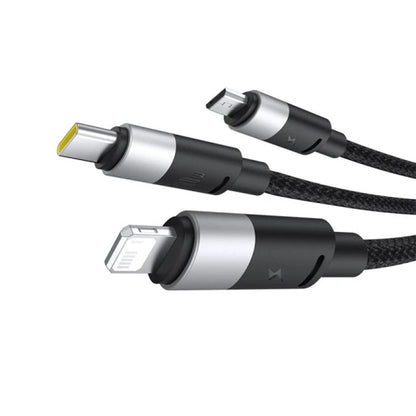 USB-A - Lightning / microUSB / USB-C Baseus StarSpeed 3in1 -latauskaapeli, 100W, 1.5m, Musta P10319900111-01