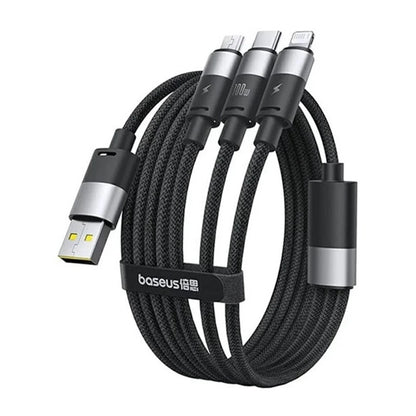 USB-A - Lightning / microUSB / USB-C Baseus StarSpeed 3in1 -latauskaapeli, 100W, 1.5m, Musta P10319900111-01