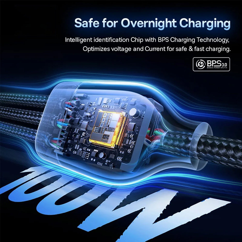 USB-A / USB-C - Lightning / 2 x USB-C Baseus Flash Series III 3in1 Charging Cable, 100W, 1.5m, Black P10377800U01-00