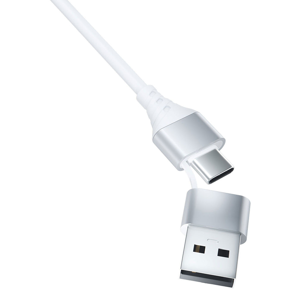 USB-A / USB-C - Lightning / microUSB / USB-C 3MK Hyper 3in1 -latauskaapeli, 12W, 1.5m, Valkoinen