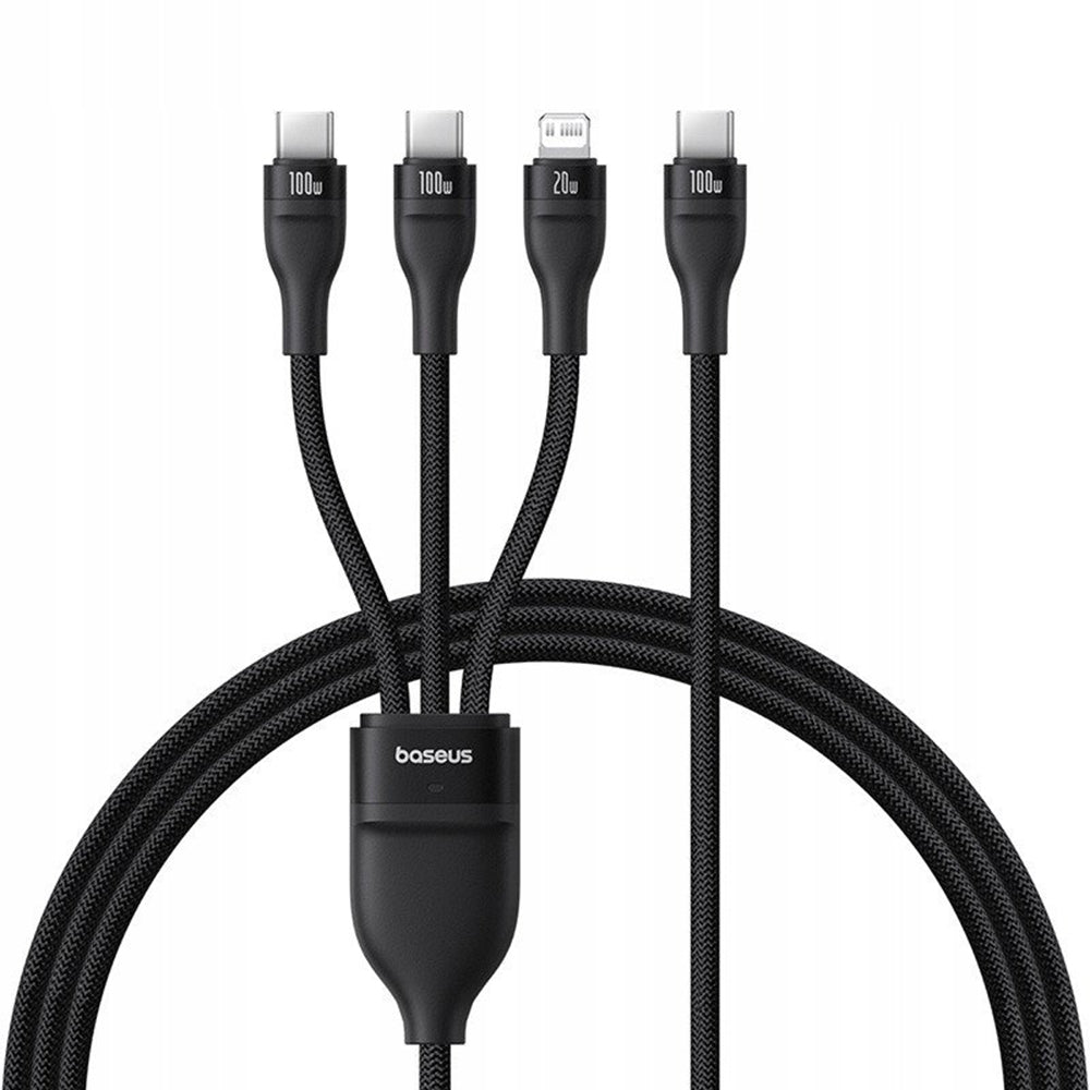 USB-C - Lightning / 2 x USB-C Baseus Flash Series III 3in1 -latauskaapeli, 100W, 1.5m, Musta P10377502111-00