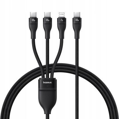 USB-C - Lightning / 2 x USB-C Baseus Flash Series III 3in1 -latauskaapeli, 100W, 1.5m, Musta P10377502111-00