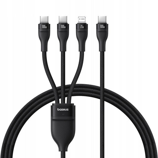USB-C - Lightning / 2 x USB-C Baseus Flash Series III 3in1 -latauskaapeli, 100W, 1.5m, Musta P10377502111-00